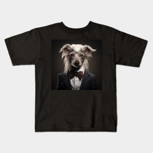 Chinese Crested Dog in Suit Kids T-Shirt